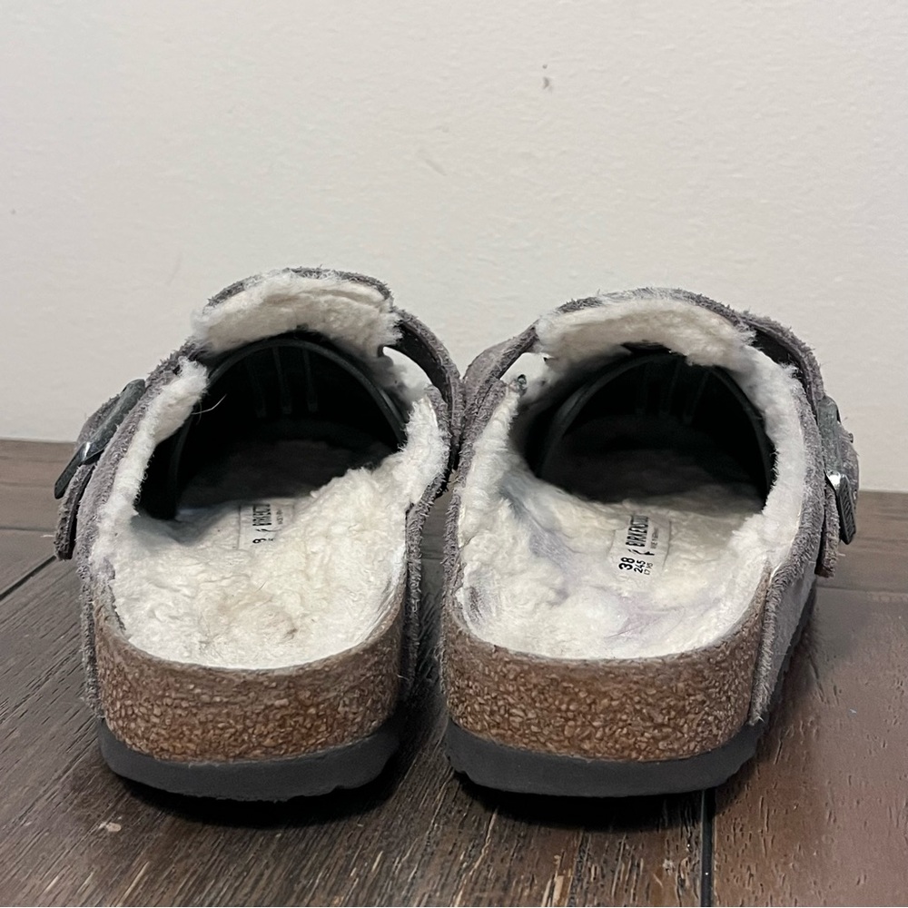 Birkenstock Sherpa Boston Clogs Grey Suede size 38 Women’s 7 - Picture 7 of 9